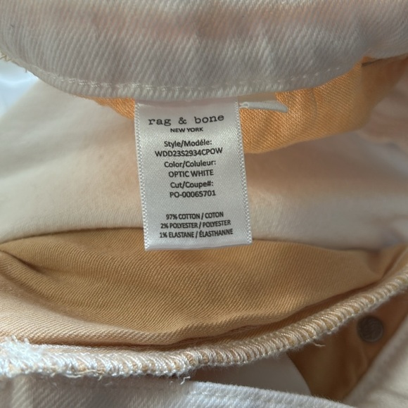 Rag and Bone Harlow Mid Rise Straight Jean Optic White Stretch Sz 31 NEW - Picture 13 of 14